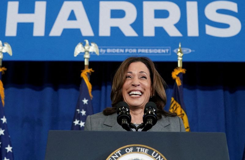 © Reuters. FILE PHOTO: U.S. Vice President Kamala Harris speaks at a campaign event in Greensboro, North Carolina, U.S., July 11, 2024.  REUTERS/Kevin Lamarque/File Photo