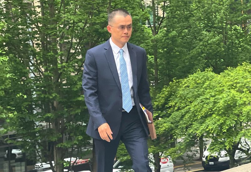 © Reuters. FILE PHOTO: Binance founder and former chief Changpeng Zhao, who pleaded guilty to violating U.S. law by failing to implement a program to prevent money laundering, arrives for his sentencing in federal district court in Seattle, Washington, U.S. April 30, 2024.  REUTERS/Deborah Bloom/File Photo