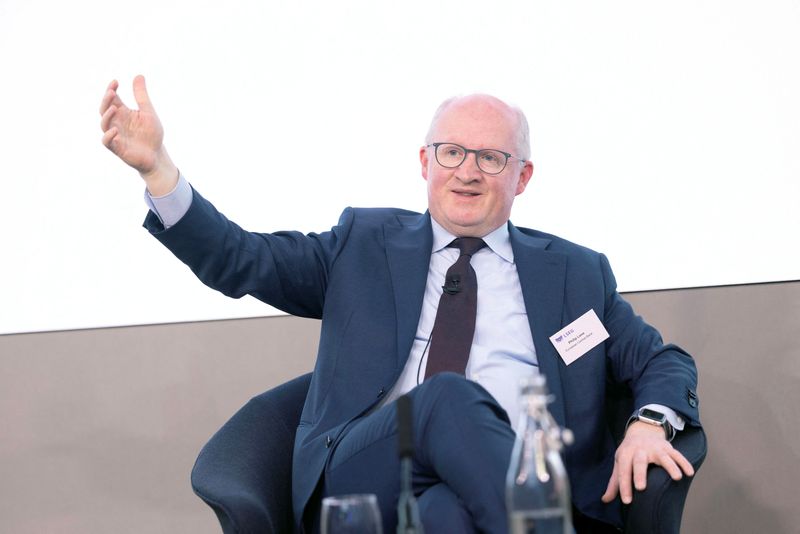 © Reuters. FILE PHOTO: Philip R. Lane Chief Economist, European Central Bank talks at the London Stock Exchange, London, Britain, June 17, 2024. REUTERS/Anna Gordon/File Photo